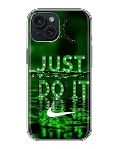 Чехол для iPhone 15 с картинкой «Зеленый неоновый Nike»