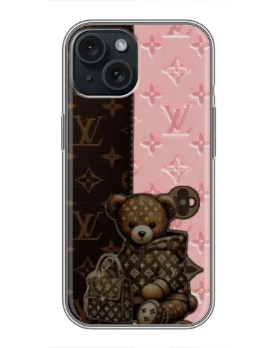 Чохол для iPhone 15 з картинкою «Ведмедик у стилі LV»