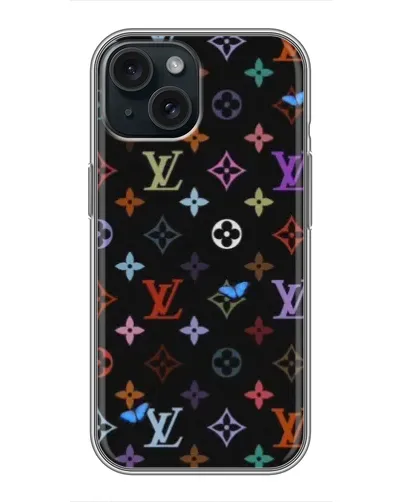 Чохол для iPhone 15 з картинкою «Кольорова монограма LV»