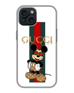 Чохол для iPhone 15 з картинкою «Міккі Маус Gucci — смуги»