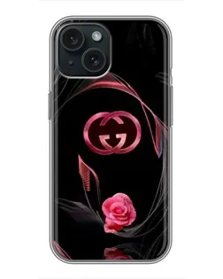 Чохол для iPhone 15 з картинкою «Gucci — неонова троянда»