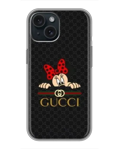 Чохол для iPhone 15 з картинкою «Мінні Маус Gucci — чорний»
