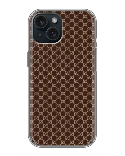 Чехол для iPhone 15 с картинкой «Gucci — шоколадная сетка» Чехол для iPhone 15 с картинкой «Gucci — шоколадная сетка»