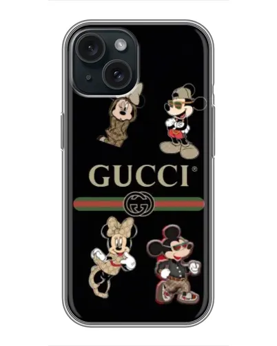 Чехол для iPhone 15 с картинкой «Gucci — герои Disney и монограмма» Чехол для iPhone 15 с картинкой «Gucci — герои Disney и монограмма»