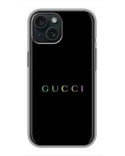Чехол для iPhone 15 с картинкой «Gucci — неоновый минимализм»