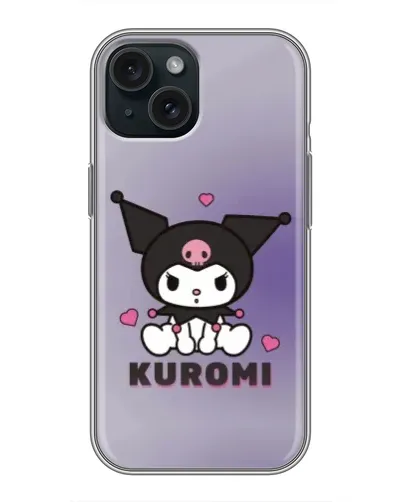Чохол для iPhone 15 з картинкою «Kuromi — фіолетовий арт»