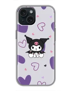 Чехол для iPhone 15 с картинкой «Kuromi и лавандовые сердца» Чехол для iPhone 15 с картинкой «Kuromi и лавандовые сердца»