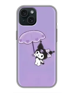 Чехол для iPhone 15 с картинкой «Kuromi с зонтиком» Чехол для iPhone 15 с картинкой «Kuromi с зонтиком»