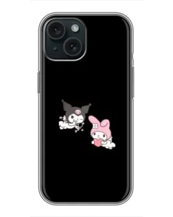 Чехол для iPhone 15 с картинкой «My Melody и Kuromi» Чехол для iPhone 15 с картинкой «My Melody и Kuromi»