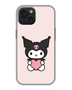 Чехол для iPhone 15 с картинкой «Kuromi и сердце» Чехол для iPhone 15 с картинкой «Kuromi и сердце»