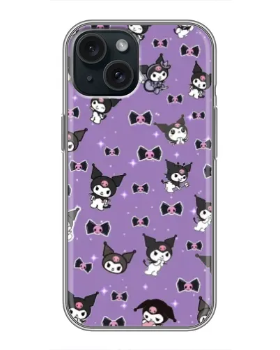 Чохол для iPhone 15 з картинкою «Kuromi — патерн»