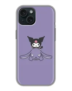 Чехол для iPhone 15 с картинкой «Kuromi на лиловом фоне» Чехол для iPhone 15 с картинкой «Kuromi на лиловом фоне»