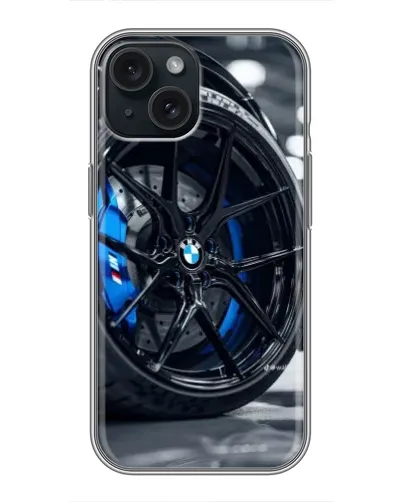 Чохол для iPhone 15 з картинкою «Колесо BMW зблизька»