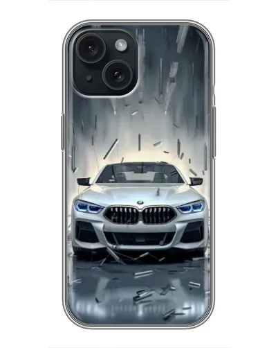 Чохол для iPhone 15 з картинкою «BMW у світлі фар»