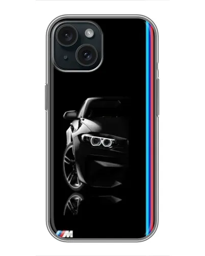 Чохол для iPhone 15 з картинкою «Силует BMW в темряві»