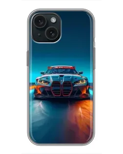 Чохол для iPhone 15 з картинкою «BMW — вогні неону»