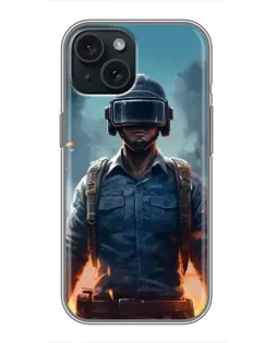 Чехол для iPhone 15 с картинкой «PUBG — реалистичный герой»