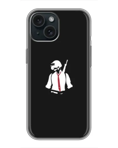 Чехол для iPhone 15 с картинкой «PUBG — силуэт воина» Чехол для iPhone 15 с картинкой «PUBG — силуэт воина»