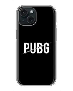 Чехол для iPhone 15 с картинкой «PUBG — белый логотип»
