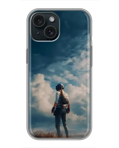 Чехол для iPhone 15 с картинкой «Герой PUBG на скале» Чехол для iPhone 15 с картинкой «Герой PUBG на скале»