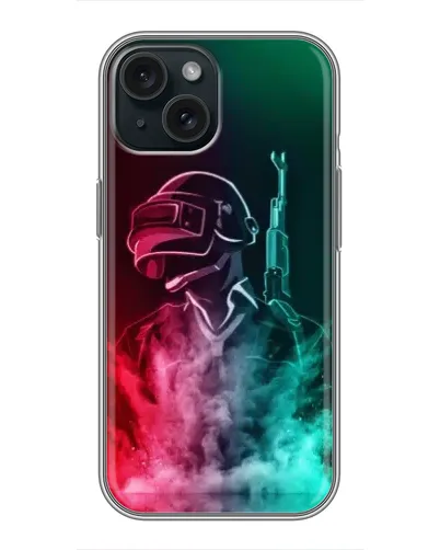 Чехол для iPhone 15 с картинкой «PUBG — огненный воин» Чехол для iPhone 15 с картинкой «PUBG — огненный воин»