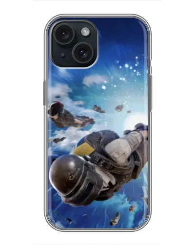 Чехол для iPhone 15 с картинкой «Десант PUBG — прыжок» Чехол для iPhone 15 с картинкой «Десант PUBG — прыжок»