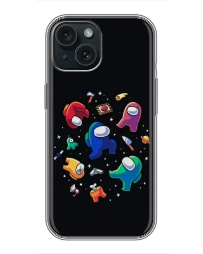 Чехол для iPhone 15 с картинкой «Among Us космос» Чехол для iPhone 15 с картинкой «Among Us космос»