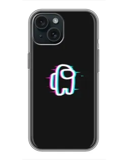 Чехол для iPhone 15 с картинкой «Among Us неон»