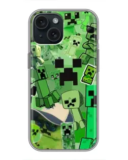 Чехол для iPhone 15 с картинкой «Криперы Minecraft» Чехол для iPhone 15 с картинкой «Криперы Minecraft»