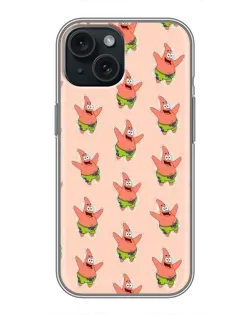 Чехол для iPhone 15 с картинкой «Патрик Стар паттерн»