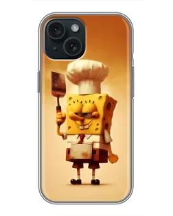 Чехол для iPhone 15 с картинкой «Губка Боб повар»