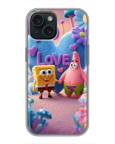 Чехол для iPhone 15 с картинкой «Губка Боб Патрик» Чехол для iPhone 15 с картинкой «Губка Боб Патрик»