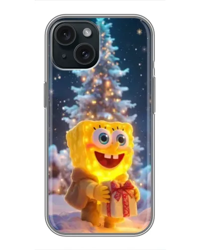Чехол для iPhone 15 с картинкой «Рождественский Спанч Боб» Чехол для iPhone 15 с картинкой «Рождественский Спанч Боб»
