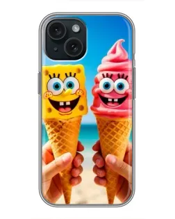 Чехол для iPhone 15 с картинкой «Спанч Боб мороженое»