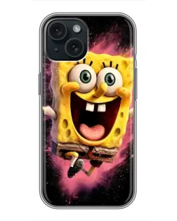 Чехол для iPhone 15 с картинкой «Взрывной Спанч Боб»