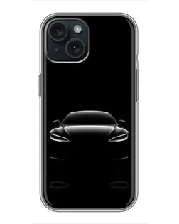 Чохол для iPhone 15 з картинкою «Силует Tesla Night»