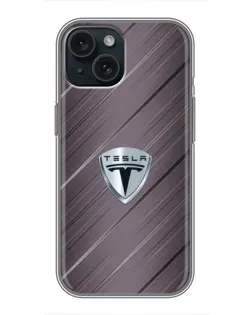 Чохол для iPhone 15 з картинкою «Металева текстура Tesla»