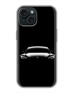 Чохол для iPhone 15 з картинкою «Фари Tesla Night»