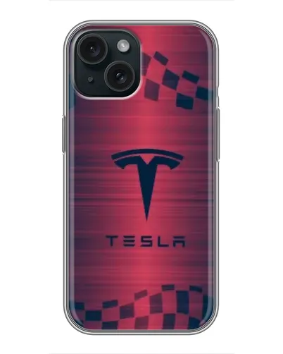 Чохол для iPhone 15 з картинкою «Тесла червоний карбон»