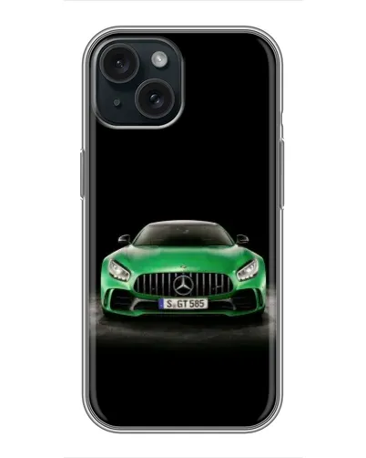 Чохол для iPhone 15 з картинкою «Mercedes — неоновий лого»