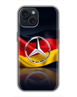 Чохол для iPhone 15 з картинкою «Mercedes — прапор Німеччини»