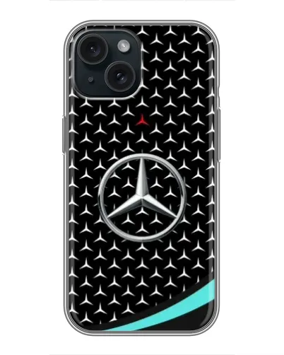 Чохол для iPhone 15 з картинкою «Mercedes — бірюзовий акцент»