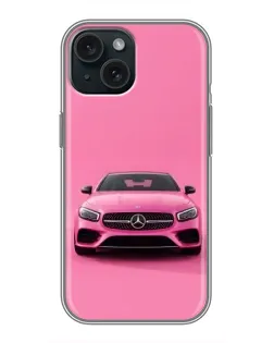 Чехол для iPhone 15 с картинкой «Розовый Mercedes AMG»