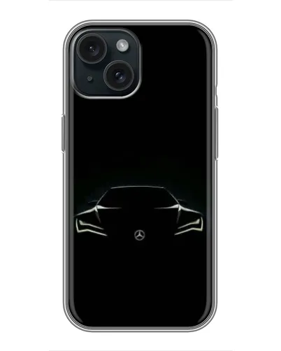 Чехол для iPhone 15 с картинкой «Mercedes — силуэт авто» Чехол для iPhone 15 с картинкой «Mercedes — силуэт авто»