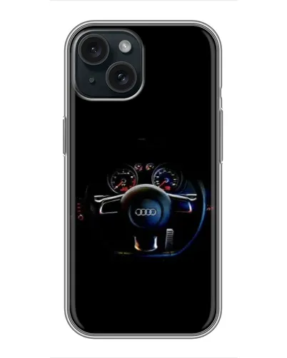 Чохол для iPhone 15 з картинкою «Салон Audi — кермо»