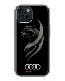 Чохол для iPhone 15 з картинкою «Графіка — пантера та Audi»