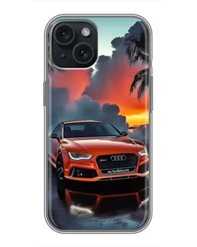 Чохол для iPhone 15 з картинкою «Audi — захід сонця»