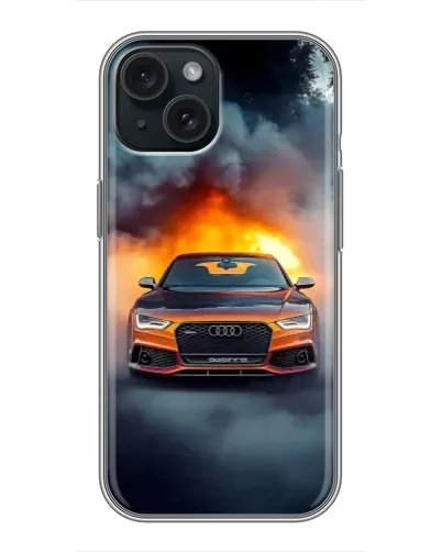 Чохол для iPhone 15 з картинкою «Audi у вогняному диму»