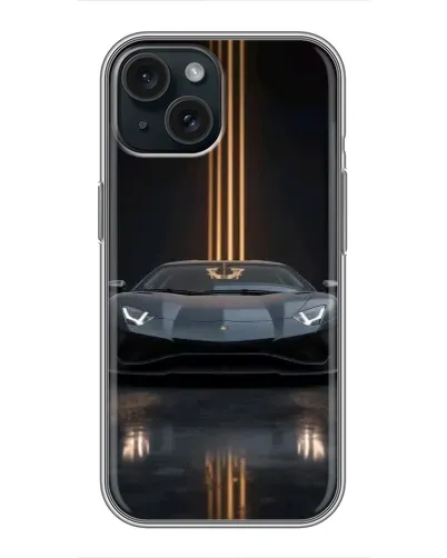 Чохол для iPhone 15 з картинкою «Lamborghini золоті лінії»