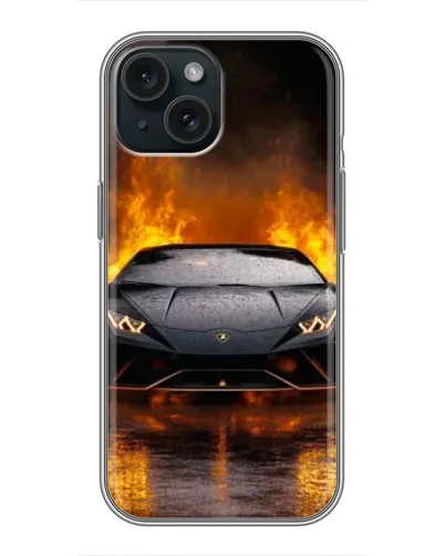 Чохол для iPhone 15 з картинкою «Lamborghini у вогні»